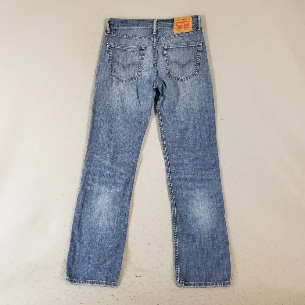 Levi's 514 jeans men's 32x34 regular fit straight blue stretch denim pants retro